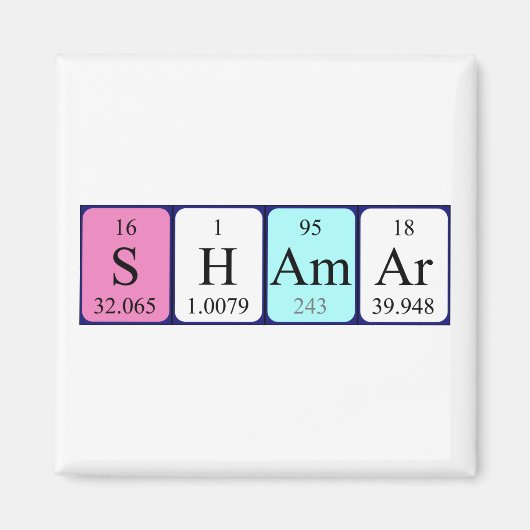 Shamar periodieke table name magnet (Voorkant)