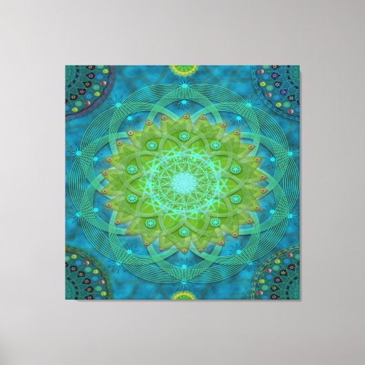 Shambala Tantric Nymphaea mandala art Canvas Afdruk (Voorkant)