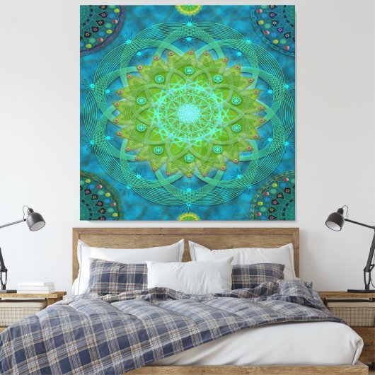 Shambala Tantric Nymphaea mandala art Canvas Afdruk (Insitu (Slaapkamer))