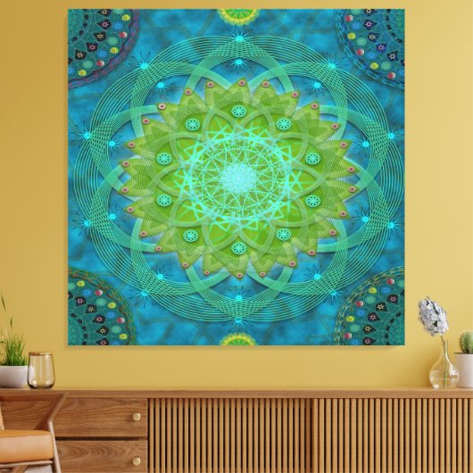Shambala Tantric Nymphaea mandala art Canvas Afdruk (Insitu (Woonkamer))