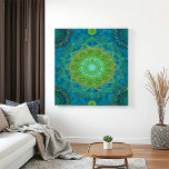 Shambala Tantric Nymphaea mandala art Canvas Afdruk<br><div class="desc">Dit moderne kunstwerk,  versierd met groene en turquoise tinten,  roept aarde en lucht op,  als symbool van een pleidooi voor klimaatbewustzijn. Verhoog uw ruimte met dit galerij-kwaliteitsstuk,  vervaardigd uit archiefpapier en bedrukt met inkt op basis van pigment voor blijvende,  levendige allure.</div>