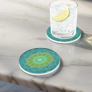 Shambala Tantric Nymphaea mandala art Zandsteen Onderzetter