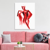 Shameless model posing with red veil and body pain canvas afdruk (Insitu (Woonkamer))