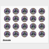 Shamo: Zwarte Paar Ronde Sticker (Vel)