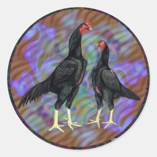 Shamo: Zwarte Paar Ronde Sticker (Voorkant)