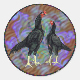 Shamo: Zwarte Paar Ronde Sticker