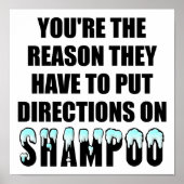 Shampoo Directions Funny Poster (Voorkant)