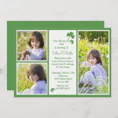 Shamrock 3-Photo Birthday Party Invitation Kaart (Voorkant / Achterkant)