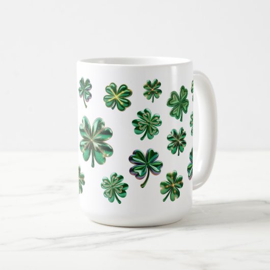 Shamrock 3D Clover verlaat Lucky Koffiemok (Voorkant rechts)
