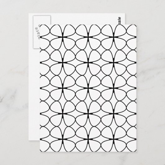 Shamrock 4 Leaf Clover Black en White Geometric Briefkaart (Voorkant / Achterkant)