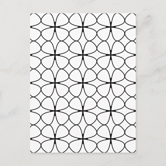 Shamrock 4 Leaf Clover Black en White Geometric Briefkaart (Voorkant)