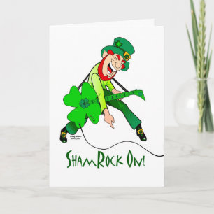 ShamRock aan! Leprechaun speelt elektrische gitaar Kaart