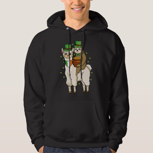 Shamrock Alpaca Ierse luiaard Rijden Llama St Patr Hoodie (Voorkant)
