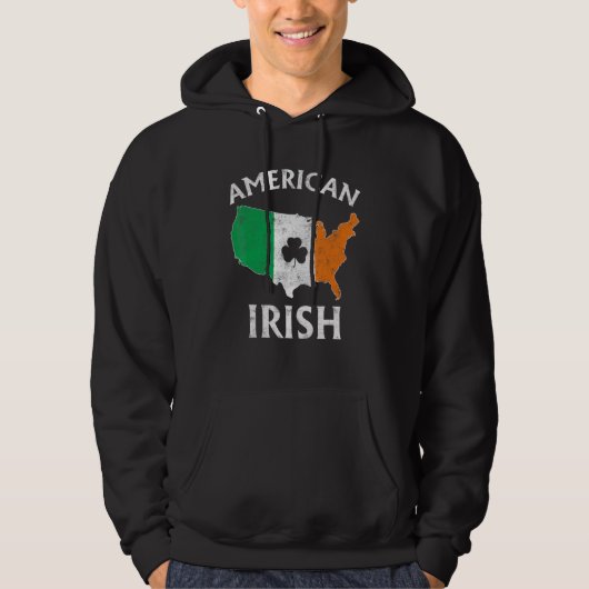 Shamrock American Flag St Patrick's Day Irish Prid Hoodie (Voorkant)