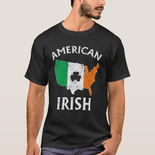 Shamrock American Flag St Patrick's Day Irish Prid T-shirt (Voorkant)