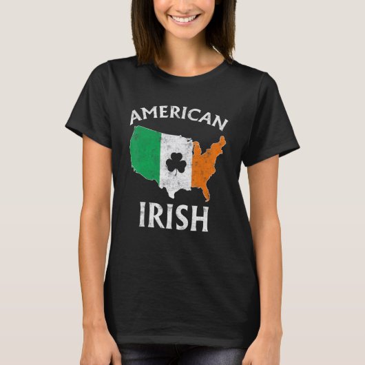 Shamrock American Flag St Patrick's Day Irish Prid T-shirt (Voorkant)