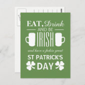 Shamrock and Beer Irish St Patrick's Day Briefkaart (Voorkant / Achterkant)