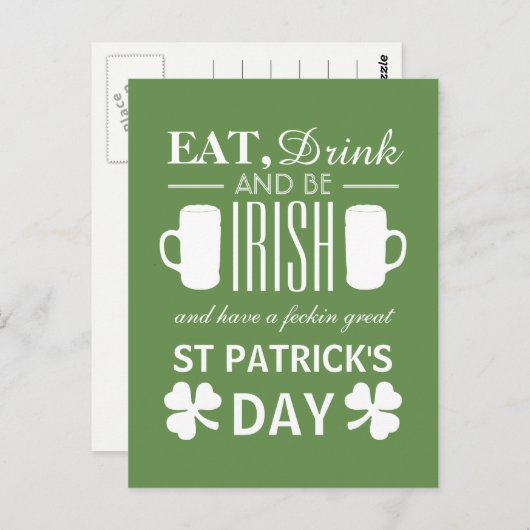 Shamrock and Beer Irish St Patrick's Day Briefkaart (Voorkant / Achterkant)