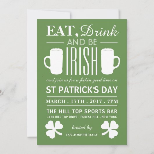 Shamrock and Beer Irish St Patrick's Day Kaart (Voorkant)