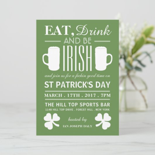 Shamrock and Beer Irish St Patrick's Day Kaart (Staand voorkant)