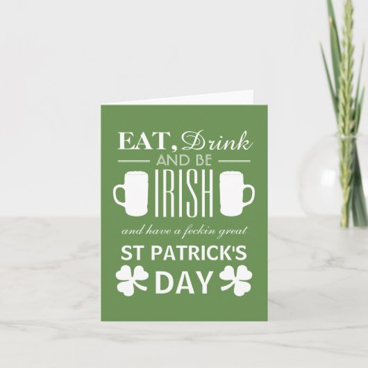 Shamrock and Beer Irish St Patrick's Day Kaart (Voorkant)