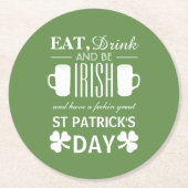 Shamrock and Beer Irish St Patrick's Day Ronde Kartonnen Onderzetter (Voorkant)