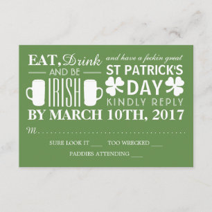 Shamrock and Beer Irish St Patrick's Day RSVP