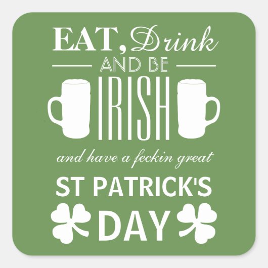 Shamrock and Beer Irish St Patrick's Day Vierkante Sticker (Voorkant)