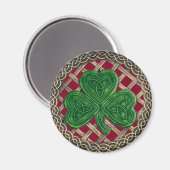 Shamrock and Celtic Knols Magnet Red (Voorkant / Achterkant)