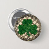 Shamrock and Celtic Knots Button beige (Voorkant /achterkant)