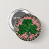 Shamrock and Celtic Knots Button roze (Voorkant /achterkant)