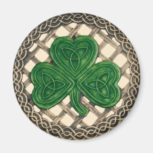 Shamrock and Celtic Knots Magnet Beige