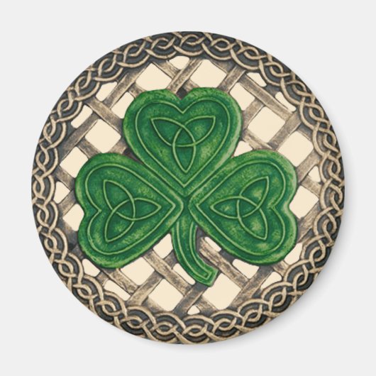 Shamrock and Celtic Knots Magnet Beige (Voorkant)
