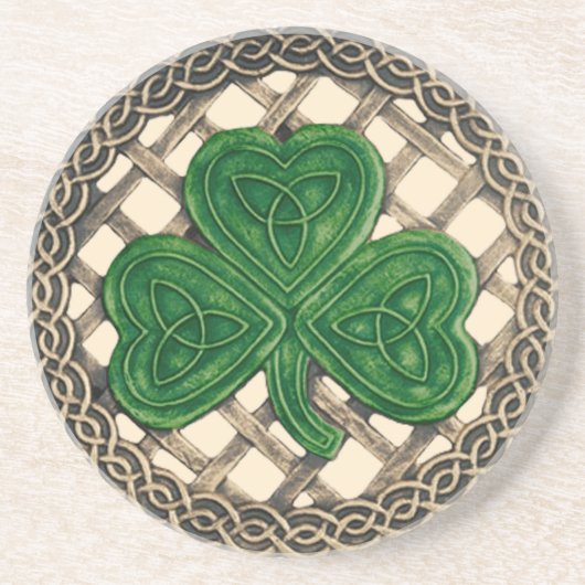 Shamrock and Celtic Knots Onderzetter beige (Voorkant)