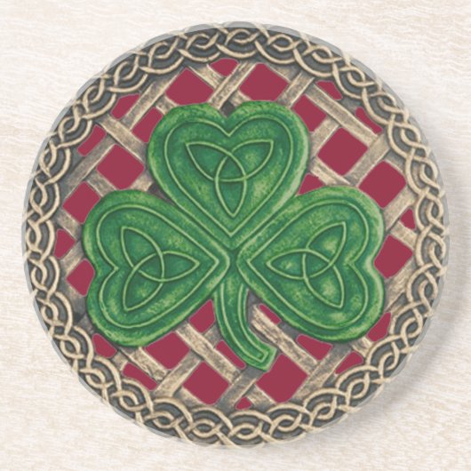 Shamrock and Celtic Knots Onderzetter Red (Voorkant)