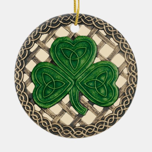 Shamrock and Celtic Knots Ornament Beige (Voorkant)