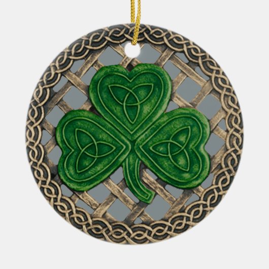 Shamrock and Celtic Knots Ornament Grey (Voorkant)