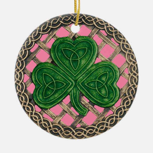 Shamrock and Celtic Knots Ornament Pink (Voorkant)