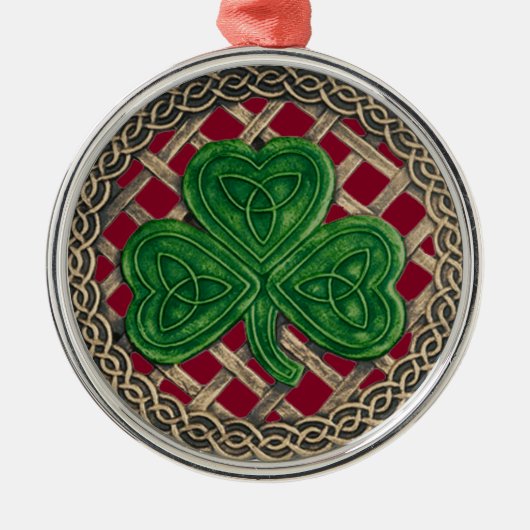 Shamrock and Celtic Knots Ornament Red (Voorkant)