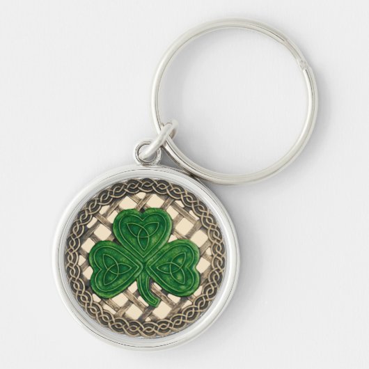 Shamrock and Celtic Knots Sleutelhanger beige (Voorkant)