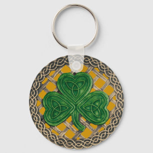 Shamrock and Celtic Knots Sleutelhanger Gold