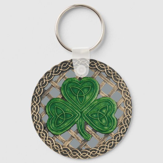 Shamrock and Celtic Knots Sleutelhanger Grey (Voorkant)