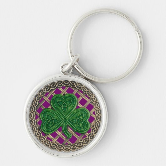 Shamrock and Celtic Knots Sleutelhanger Paars (Voorkant)