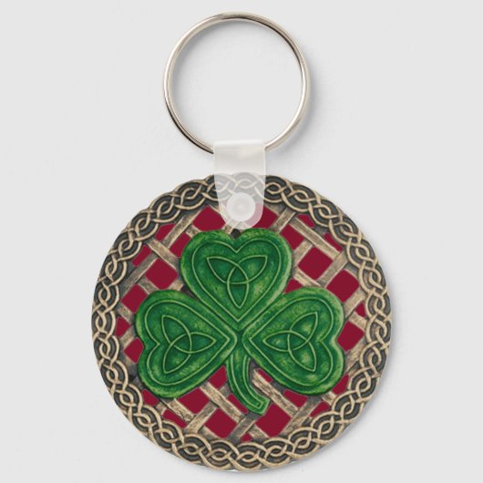 Shamrock and Celtic Knots Sleutelhanger Red (Voorkant)
