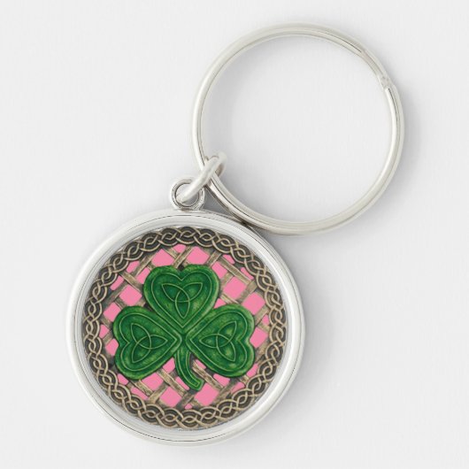 Shamrock and Celtic Knots Sleutelhanger roze (Voorkant)