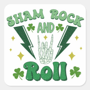 Shamrock and Roll St Patrick's Day Vierkante Sticker