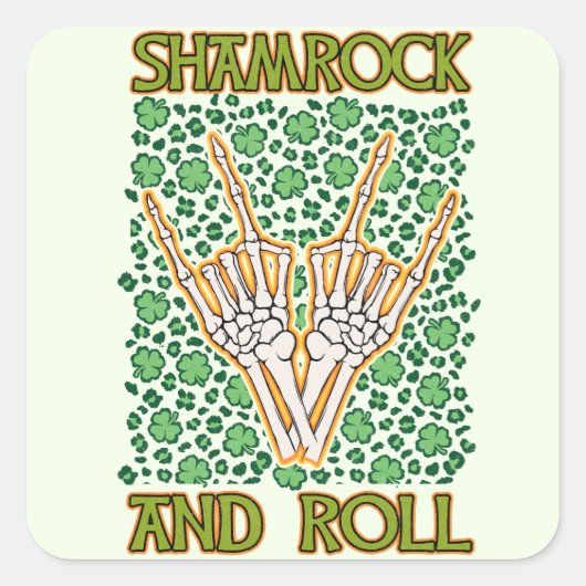 Shamrock and Roll St Patrick's Day Vierkante Sticker (Voorkant)
