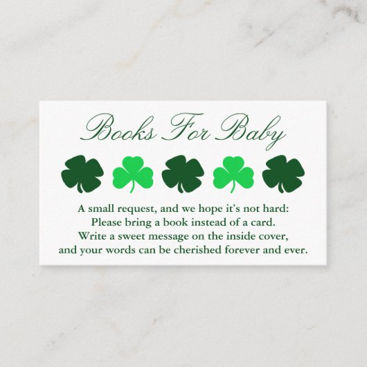 Shamrock Baby shower Books for Baby Informatiekaartje (Voorkant)