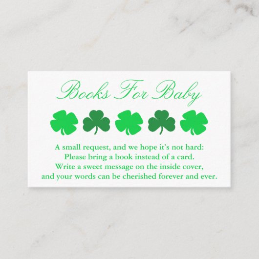 Shamrock Baby shower Books for Baby Informatiekaartje (Voorkant)