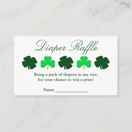 Shamrock Baby shower Diaper Raffle Informatiekaartje (Voorkant)